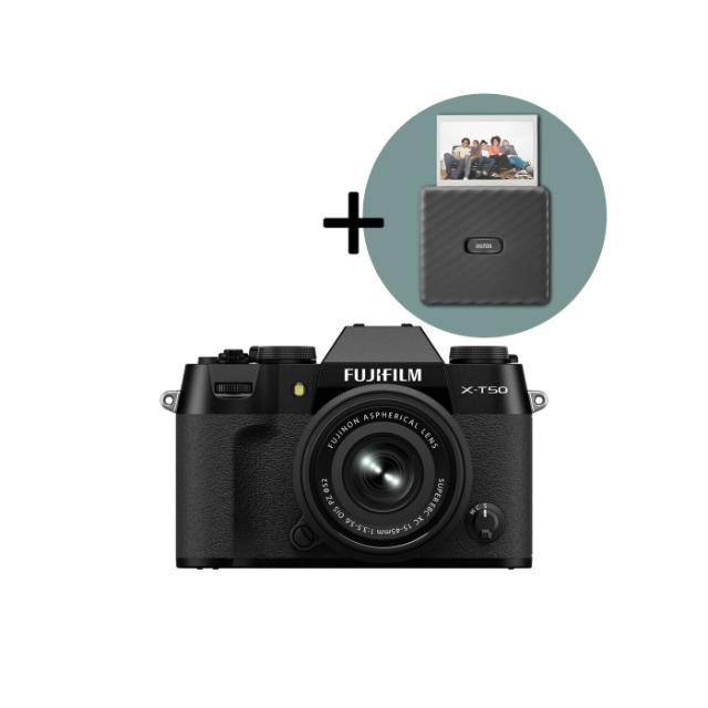 FUJI X-T50 KIT 15-45MM BLACK INKL INSTAX PRINTER