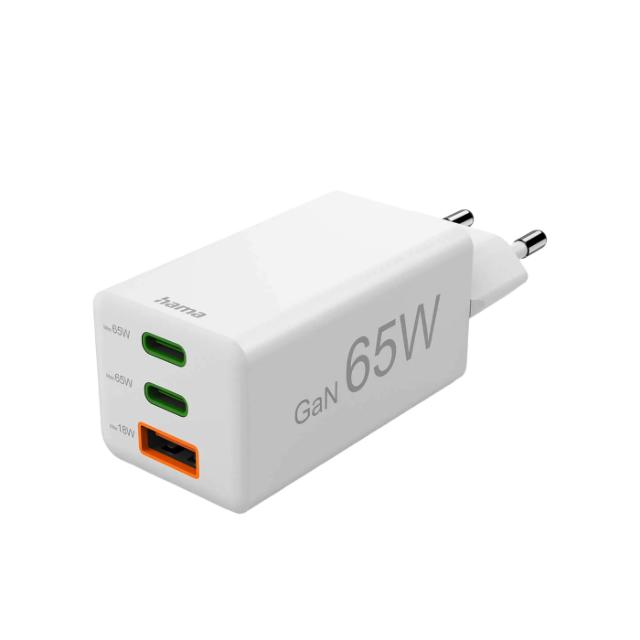 HAMA CHARGER 2X USB-C 1X USB-A 65W GaN