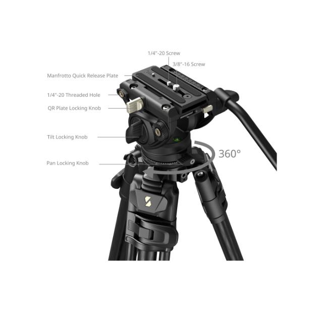 SmallRig 5201 Video Carbon Fiber Tripod Kit AD-50 