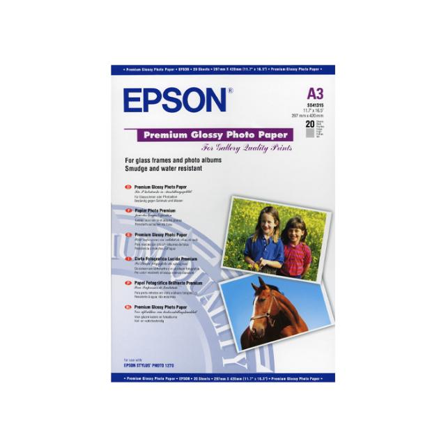 EPSON PREMIUM GLOSSY PHOTO PAPER A3+ 20 SHEET 255G